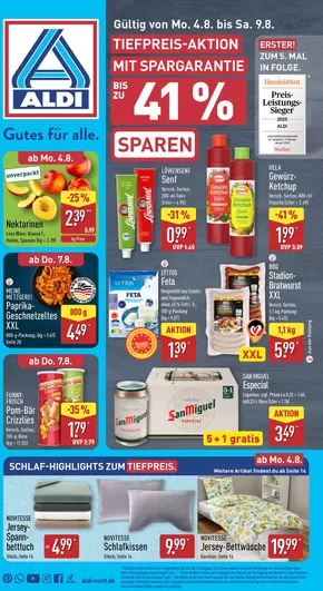 Aldi Nord Katalog in Warstein | Große Auswahl an Angeboten | 2025-08-04T00:00:00.000Z - 2025-09-08T00:00:00.000Z