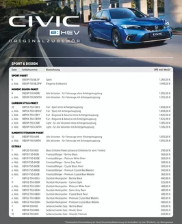 Honda Katalog in Mühldorf | Honda CIVIC ZUBEHÖR-PREISLISTE | 2025-08-01T00:00:00.000Z - 2026-08-01T00:00:00.000Z