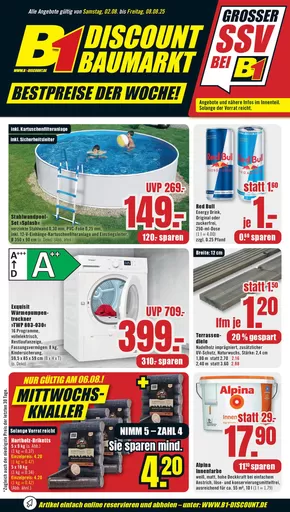 B1 Discount Baumarkt Katalog in Wittlich | B1 Discount Baumarkt flugblatt | 2025-08-02T00:00:00.000Z - 2025-08-08T00:00:00.000Z