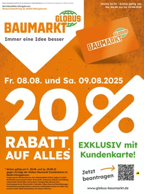Globus Baumarkt Katalog in Kürten | Top-Deals und Rabatte | 2025-08-03T00:00:00.000Z - 2025-08-09T00:00:00.000Z