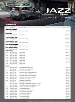 Honda Katalog in Rosenberg (Ostalbkreis) | Honda JAZZ ZUBEHÖR-PREISLISTE | 2025-08-04T00:00:00.000Z - 2026-08-04T00:00:00.000Z