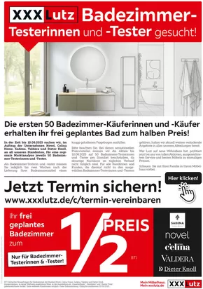 XXXLutz Katalog in Aschheim | Badezimmer Testerinnen Und Tester Gesucht | 2025-08-05T00:00:00.000Z - 2026-01-31T00:00:00.000Z