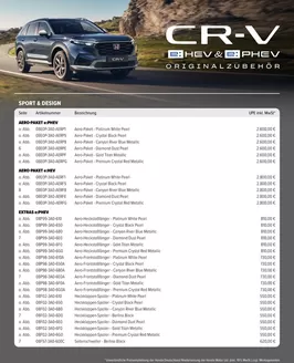 Honda Katalog in Tübingen | Honda CR-V ZUBEHÖR-PREISLISTE | 2025-08-06T00:00:00.000Z - 2026-08-06T00:00:00.000Z
