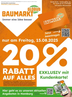 Globus Baumarkt Katalog in Hamburg | Exklusive Deals und Schnäppchen | 2025-08-10T00:00:00.000Z - 2025-08-16T00:00:00.000Z