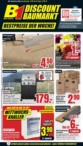 B1 Discount Baumarkt Katalog in Salzgitter | B1 Discount Baumarkt flugblatt | 2025-08-16T00:00:00.000Z - 2025-08-22T00:00:00.000Z