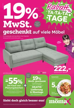 Mömax Katalog | 19% MwSt. geschenkt auf viele Möbel | 2025-08-18T00:00:00.000Z - 2025-08-26T00:00:00.000Z