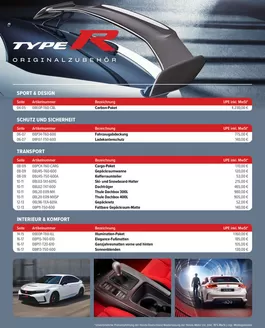 Honda Katalog in Plauen | Honda CIVIC TYPE R ZUBEHÖR-PREISLISTE | 2025-08-25T00:00:00.000Z - 2026-08-25T00:00:00.000Z