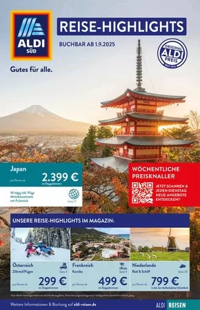 Aldi Süd Reisen Katalog in Wolfenbüttel | Angebote für Schnäppchenjäger | 2025-09-02T00:00:00.000Z - 2025-09-16T00:00:00.000Z