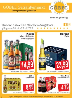 Getränke Göbel Katalog | Sonderangebote für Sie | 2025-09-18T00:00:00.000Z - 2025-10-02T00:00:00.000Z
