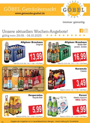 Getränke Göbel Katalog | Rabatte und Aktionen | 2025-09-18T00:00:00.000Z - 2025-10-02T00:00:00.000Z