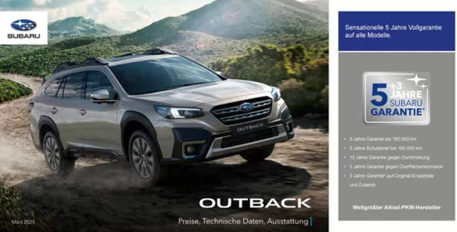 Subaru Katalog in Schöneck-Vogtl | Outback MY25 PTA.pdf | 2025-09-24T00:00:00.000Z - 2026-09-24T00:00:00.000Z