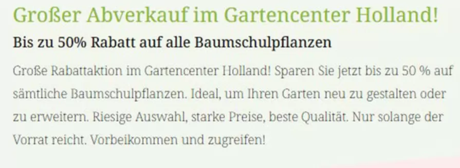 Gartencenter Holland Katalog in Jena | Grober Abverkauf Im Gartencenter Holland! | 2025-11-20T00:00:00.000Z - 2025-12-19T00:00:00.000Z