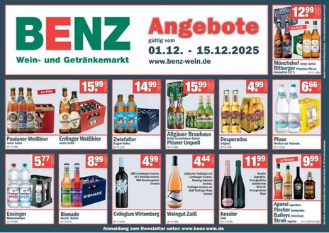 Benz Getränke Katalog in Herford | Angebote | 2025-12-02T00:00:00.000Z - 2025-12-15T00:00:00.000Z