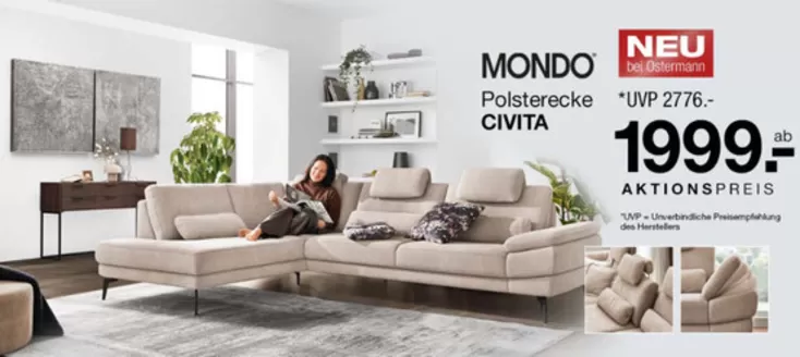 Ostermann Möbel Katalog | Mondo Polsterecke Civita | 2025-12-03T00:00:00.000Z - 2025-12-23T00:00:00.000Z