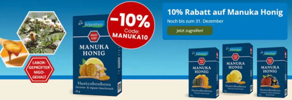 Reformhaus Ebken Katalog in Schönaich | 10% Rabatt Auf Manuka Honig! | 2025-12-18T00:00:00.000Z - 2025-12-31T00:00:00.000Z