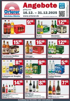Orterer Getränkemarkt Katalog in Fürstenzell | Angebote* | 2025-12-22T00:00:00.000Z - 2025-12-31T00:00:00.000Z