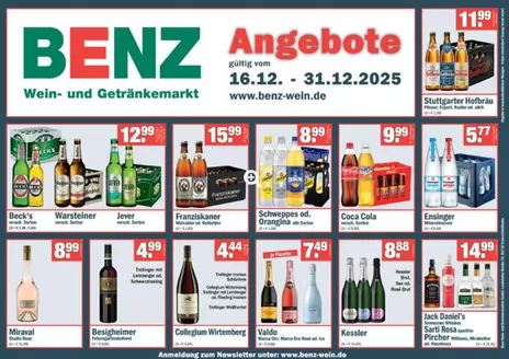 Benz Getränke Katalog in Fürstenzell | Angebote, | 2025-12-22T00:00:00.000Z - 2025-12-31T00:00:00.000Z