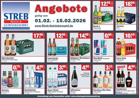Streb Getränkemärkte Katalog in Frechen | Angebote gültig vom | 2026-02-02T00:00:00.000Z - 2026-02-15T00:00:00.000Z