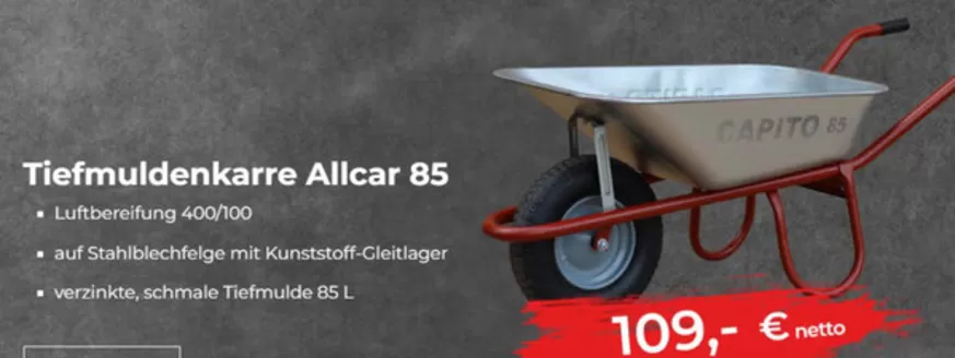 Eisen Krämer Katalog in Fürth | Tiefmuldenkarren Allcer 85 | 2026-03-05T00:00:00.000Z - 2026-03-19T00:00:00.000Z