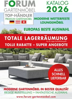 Forum Gartenmöbel Katalog in Fürth | TOTALE LAGERRÄUMUNG TOLLE RABATTE – SUPER ANGEBOTE | 2026-03-05T00:00:00.000Z - 2026-12-31T00:00:00.000Z