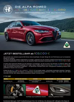 Alfa Romeo Katalog | Alfa Romeo Giulia quadrifoglio oro | 2026-03-25T00:00:00.000Z - 2026-04-08T00:00:00.000Z