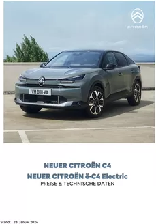 Citroën Katalog | Kundenpreisliste neuer C4 eC4 28.01.2026 | 2026-01-01T00:00:00.000Z - 2026-12-31T00:00:00.000Z