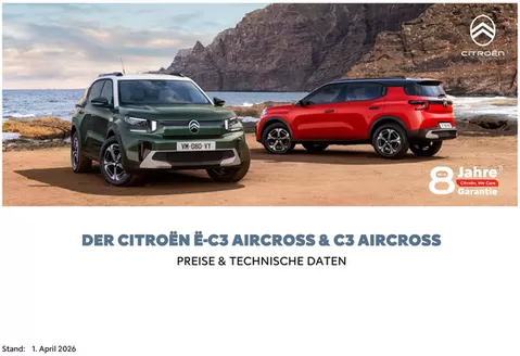 Citroën Katalog in Artern-Unstrut | Preisliste C3Aircross 01.04.2026 1 | 2026-04-03T00:00:00.000Z - 2027-04-03T00:00:00.000Z
