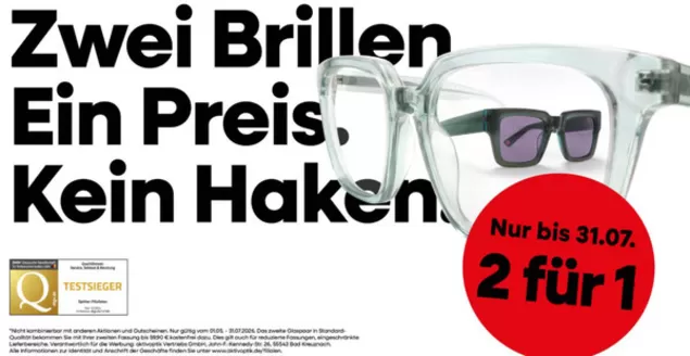 Aktiv Optik Katalog | Zwei Brillen Ein Preis . Kein Haken. | 2026-05-11T00:00:00.000Z - 2026-07-31T00:00:00.000Z