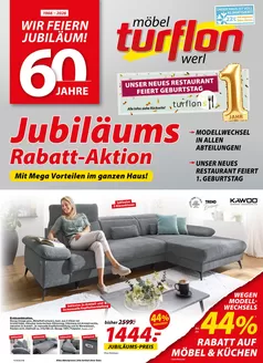 Möbel Turflon Katalog | WIR FEIERN JUBILÄUM! 60 Jahre | 2026-05-13T00:00:00.000Z - 2026-05-26T00:00:00.000Z