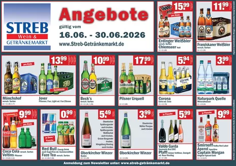 Streb Getränkemärkte Prospekt in Sankt Augustin | Angebote  | 2026-06-16T00:00:00.000Z - 2026-06-30T00:00:00.000Z