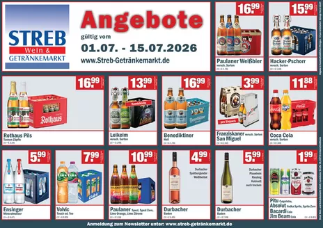 Streb Getränkemärkte Prospekt in Leverkusen | ` Angebote ` | 2026-07-01T00:00:00.000Z - 2026-07-15T00:00:00.000Z