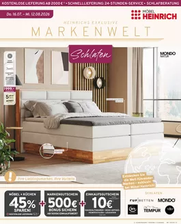 Möbel Heinrich Katalog | Angebote für Schnäppchenjäger | 2026-07-16T00:00:00.000Z - 2026-08-12T00:00:00.000Z