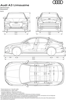 Audi Katalog in Ingolstadt | A3 PA2 Limousine Abmessungsskizzen | 2026-01-01T00:00:00.000Z - 2026-12-31T00:00:00.000Z