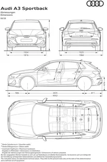 Audi Katalog | A3 PA2 Sportback Abmessungsskizzen | 2026-01-01T00:00:00.000Z - 2026-12-31T00:00:00.000Z