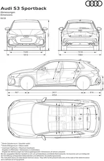 Audi Katalog in Ingolstadt | S3 PA2 Sportback Abmessungsskizzen v1 | 2026-01-01T00:00:00.000Z - 2026-12-31T00:00:00.000Z