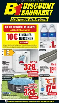 B1 Discount Baumarkt Katalog in Stadtlengsfeld | B1 Discount Baumarkt flugblatt | 2026-08-01T00:00:00.000Z - 2026-08-07T00:00:00.000Z