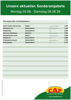 CAP Markt Prospekt | Unsere besten Angebote für Sie | 2026-08-03T00:00:00.000Z - 2026-08-08T00:00:00.000Z