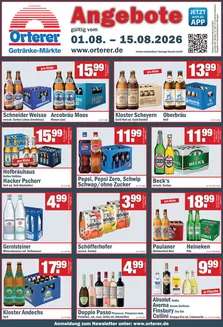 Orterer Getränkemarkt Katalog in Stadtlengsfeld | Angebote `- | 2026-08-03T00:00:00.000Z - 2026-08-15T00:00:00.000Z