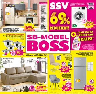 SB Möbel Boss Prospekt in | Sb33 2026 standard | 2026-08-08T00:00:00.000Z - 2026-08-14T00:00:00.000Z