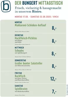 BUNGERT Katalog | BUNGERT Mittagstisch KW34 2026 | 2026-08-17T00:00:00.000Z - 2026-08-22T00:00:00.000Z