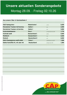 CAP Markt Prospekt in Schweinfurt | Exklusive Deals für unsere Kunden | 2026-09-28T00:00:00.000Z - 2026-10-02T00:00:00.000Z