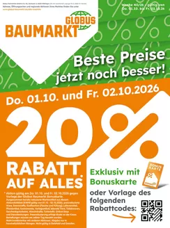 Globus Baumarkt Prospekt in Freinsheim | Globus Baumarkt prospekt | 2026-10-01T00:00:00.000Z - 2026-10-02T00:00:00.000Z