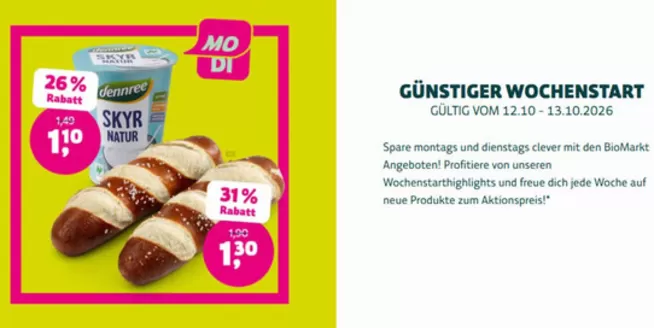 BioMarkt Prospekt in Laufach | Günstiger Wochenstart | 2026-10-12T00:00:00.000Z - 2026-10-13T00:00:00.000Z