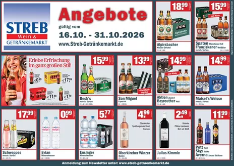 Streb Getränkemärkte Prospekt in Schlettau | Angebote~~ | 2026-10-16T00:00:00.000Z - 2026-10-31T00:00:00.000Z