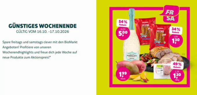 BioMarkt Prospekt in Schlettau | Günstiges Wochenende | 2026-10-16T00:00:00.000Z - 2026-10-17T00:00:00.000Z