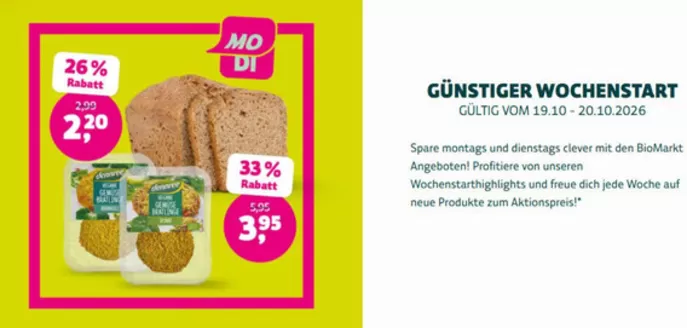 BioMarkt Prospekt in Schlettau | Günstiges Wochenende!!! | 2026-10-19T00:00:00.000Z - 2026-10-20T00:00:00.000Z