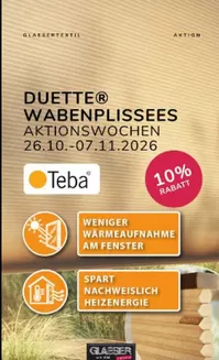 GLAESER textil Prospekt in Osterhofen | Duette Wabenplissees | 2026-10-26T00:00:00.000Z - 2026-11-07T00:00:00.000Z