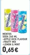 Mix - SODA 240 ML -APPLE KICK FLAVOUR -FRUITY MIX -LEMON & MINT