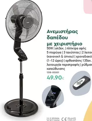 Ανεμιστήρας δαπέδου με χειριστήριο
