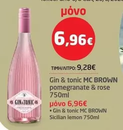Rose - Gin & tonic MC BROWN pomegranate & rose 750ml